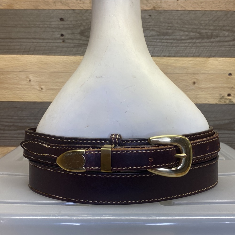 Mulholland Brothers leather belt brass accents size 48
